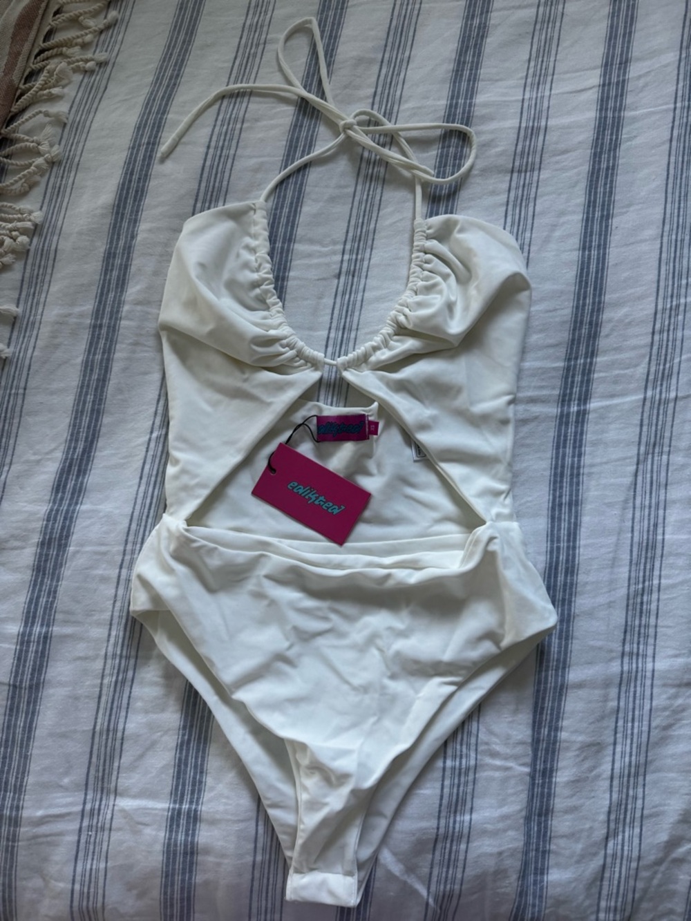 Edikted White Cutout Halter Kids One-Piece